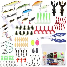 101Pcs Fishing Lures Kit Soft Plastic Fishing Baits Set Spoon Fishing Gear Tackle with Soft Worms Crankbaits Box for Freshwater Saltwater to Bait